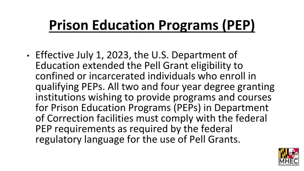 prison education programs pep