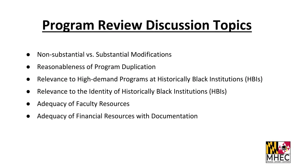 program review discussion topics