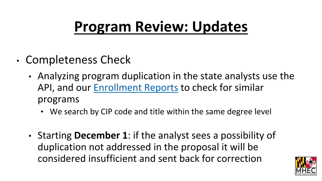 program review updates 2