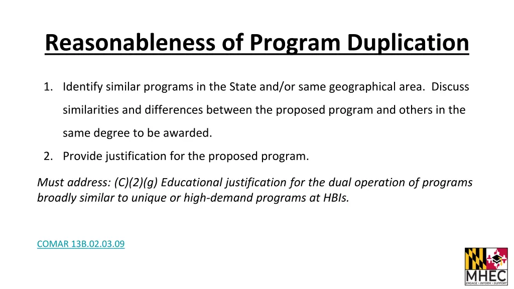 reasonableness of program duplication