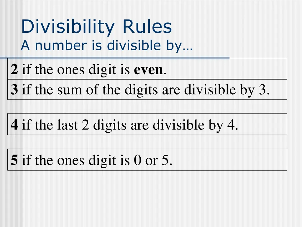 divisibility rules a number is divisible