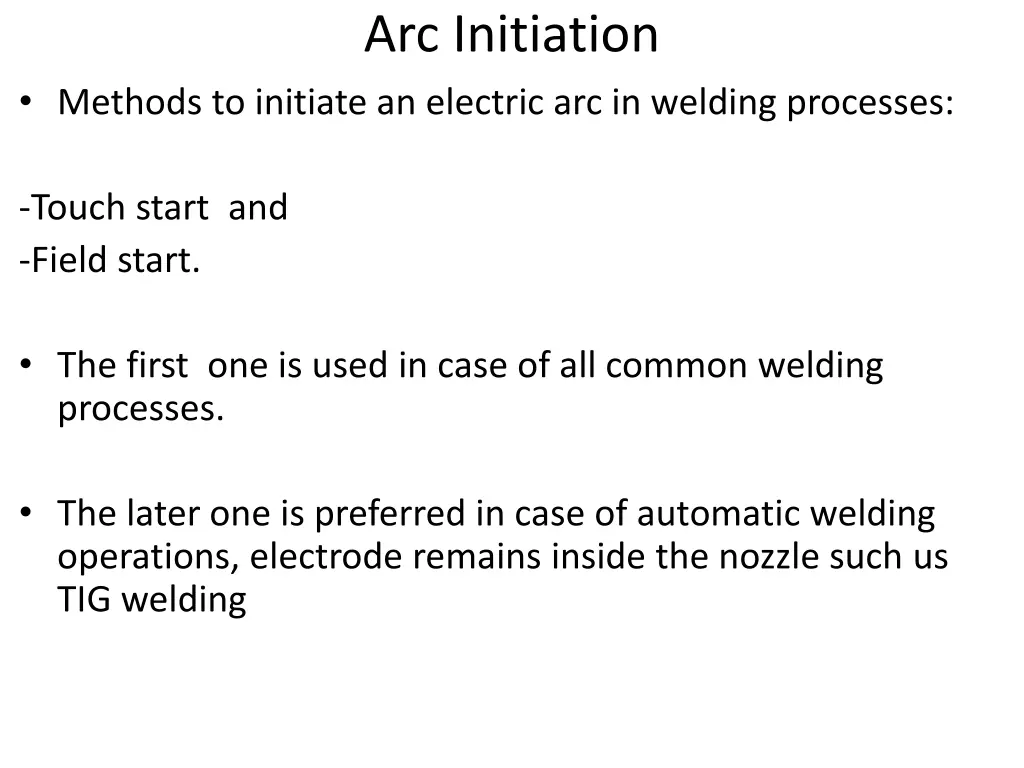 arc initiation