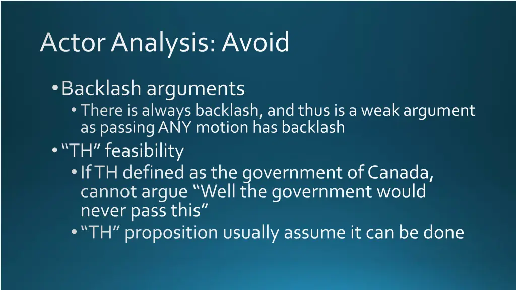 actor analysis avoid