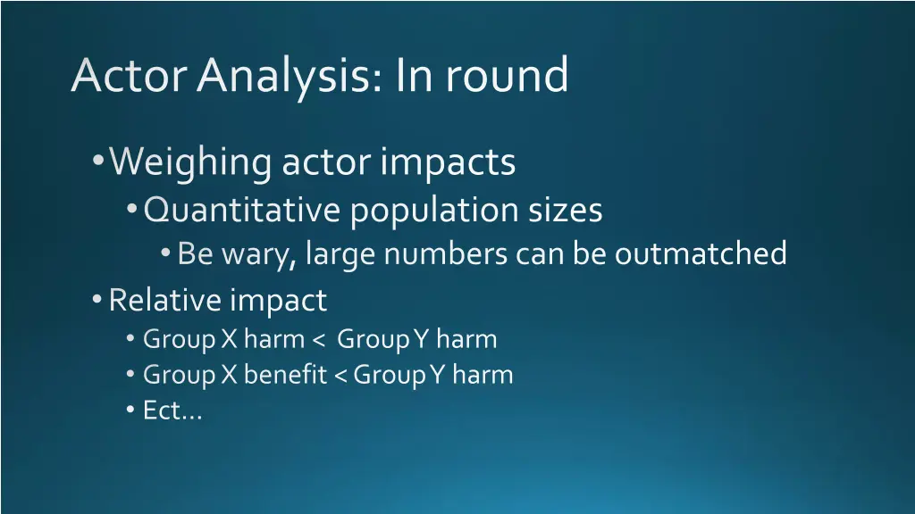 actor analysis in round 1