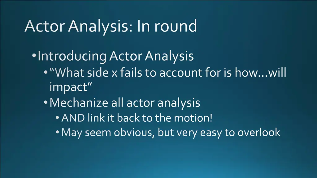 actor analysis in round