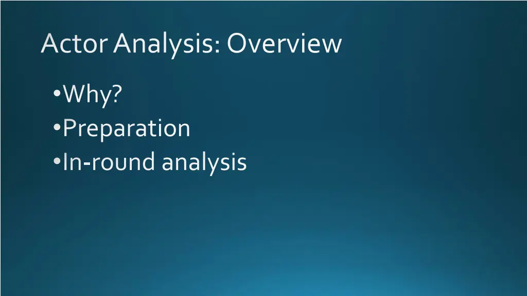 actor analysis overview