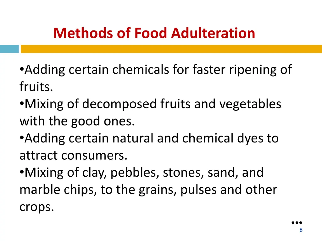 methods of food adulteration