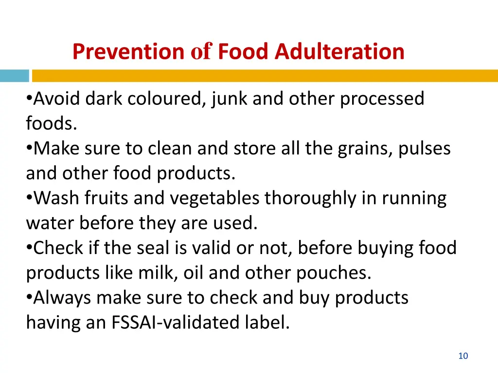 prevention of food adulteration