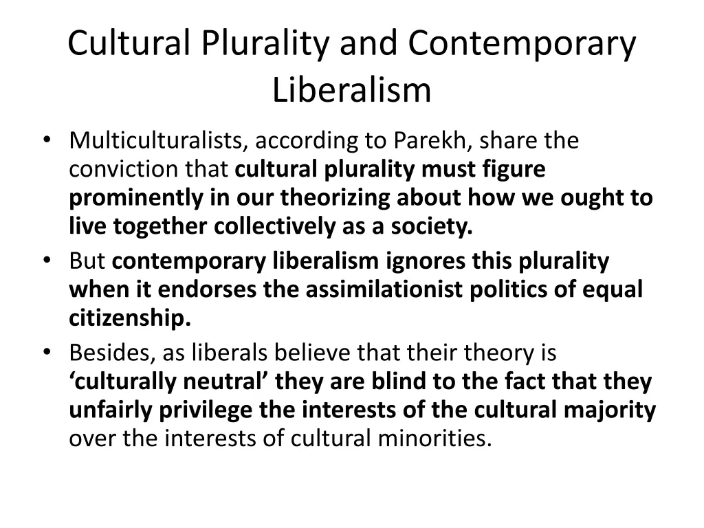 cultural plurality and contemporary liberalism