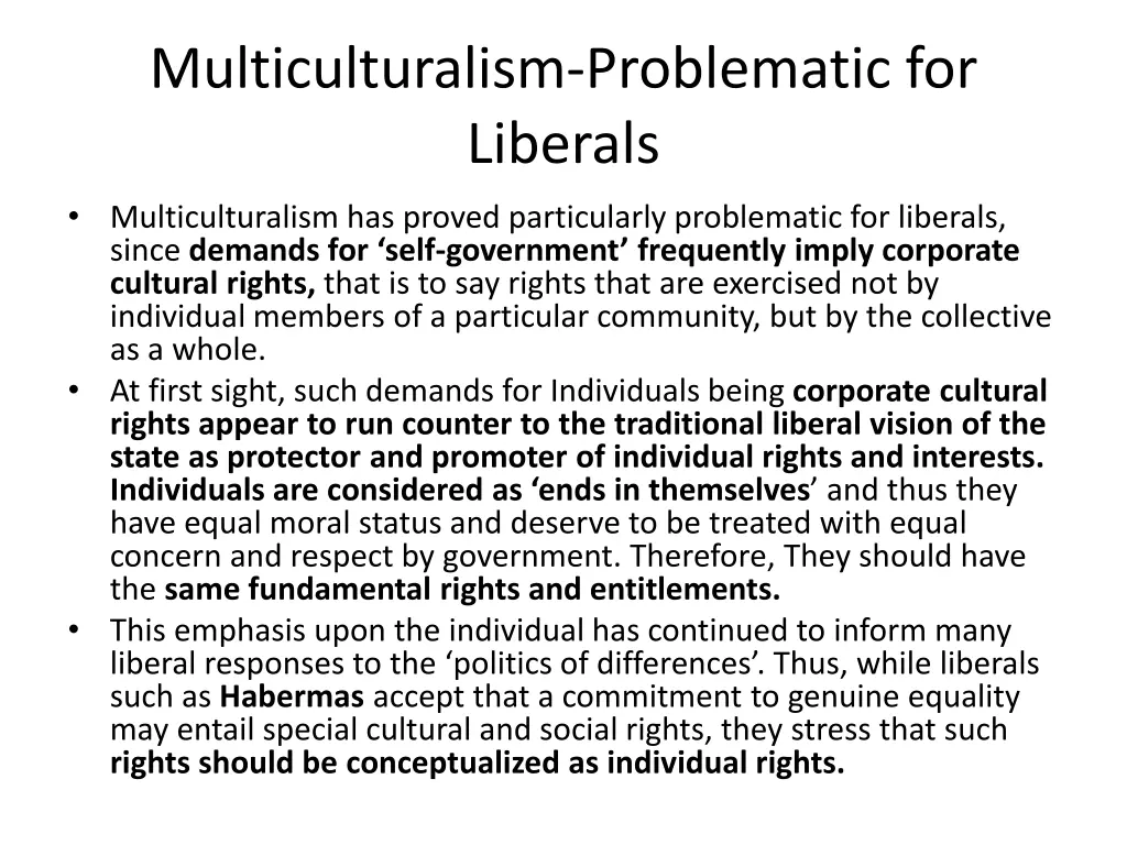 multiculturalism problematic for liberals