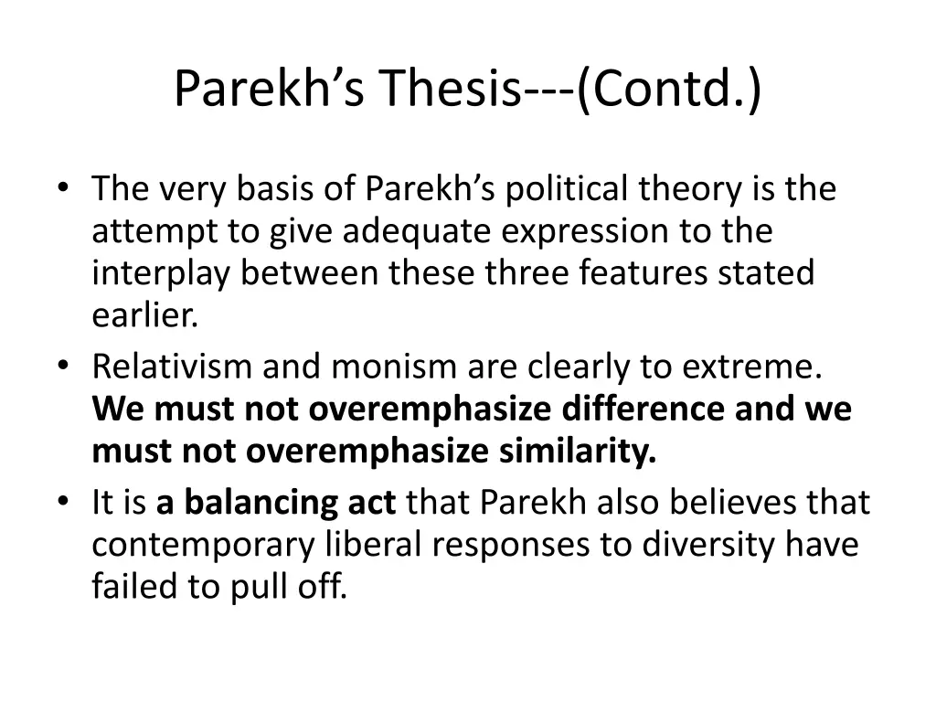 parekh s thesis contd