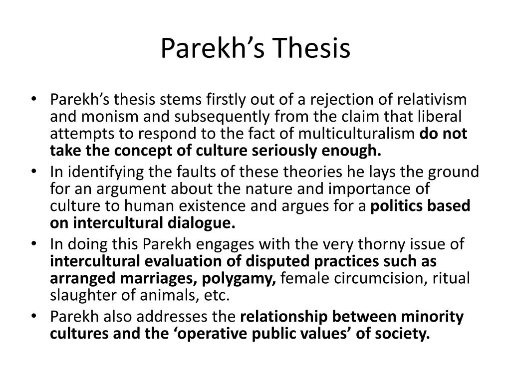 parekh s thesis