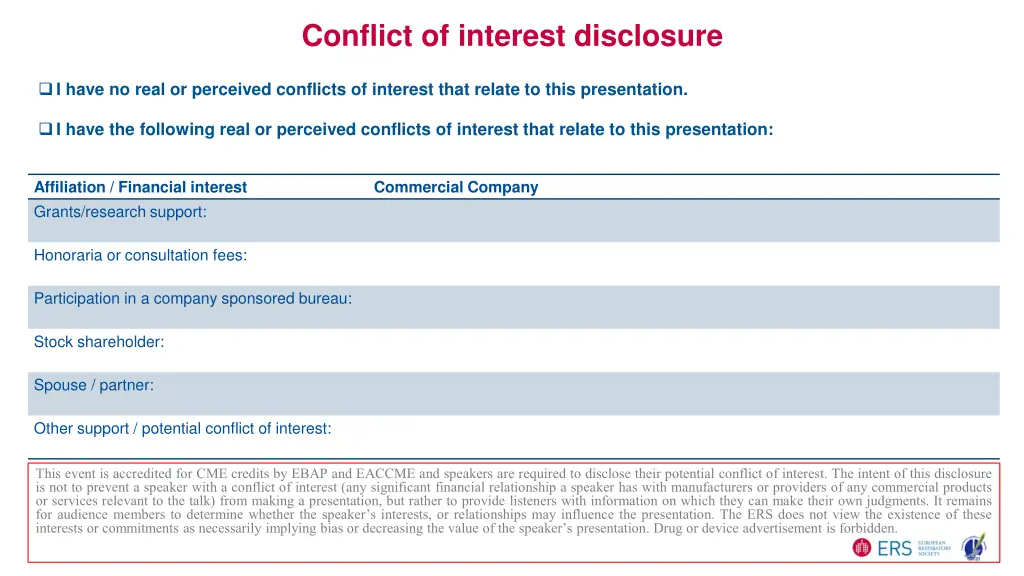 conflict of interest disclosure