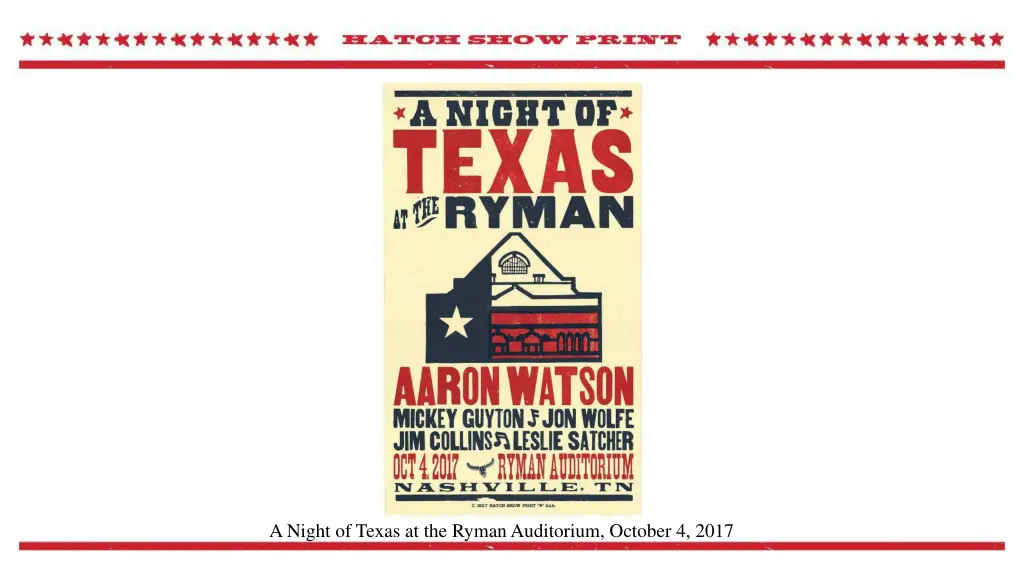 a night of texas at the ryman auditorium october