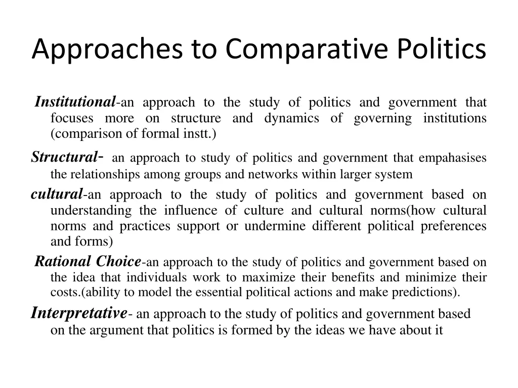 approaches to comparative politics