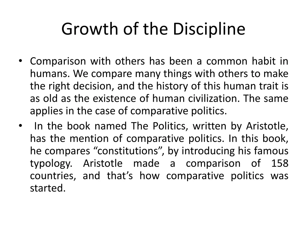 growth of the discipline