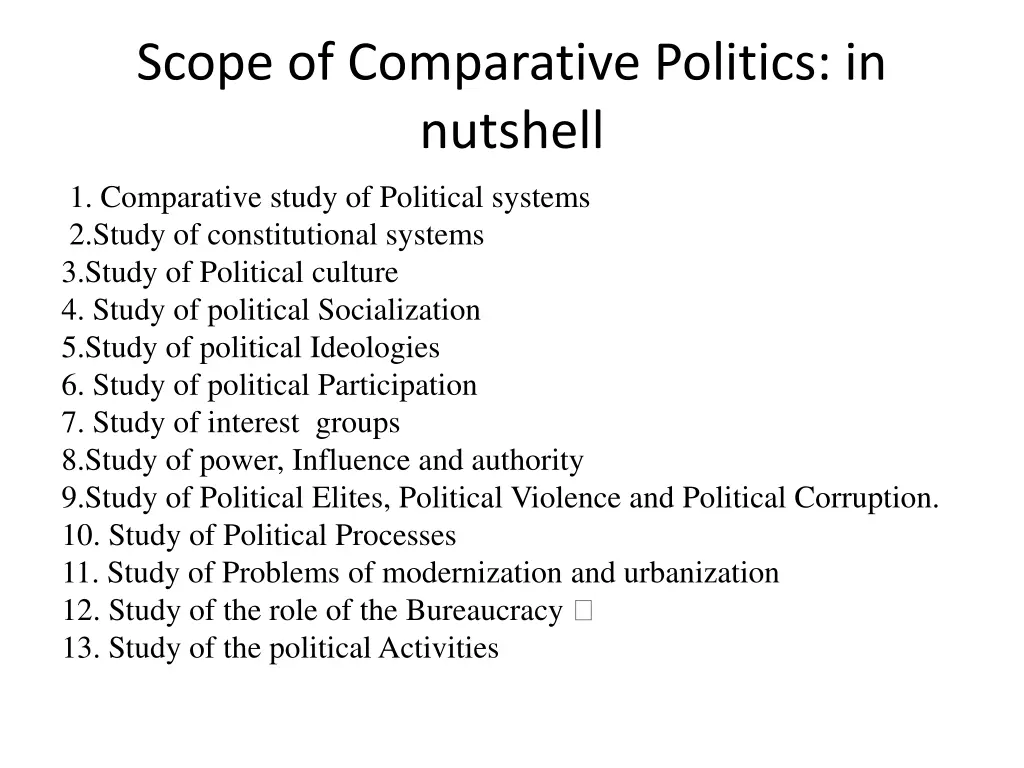 scope of comparative politics in nutshell