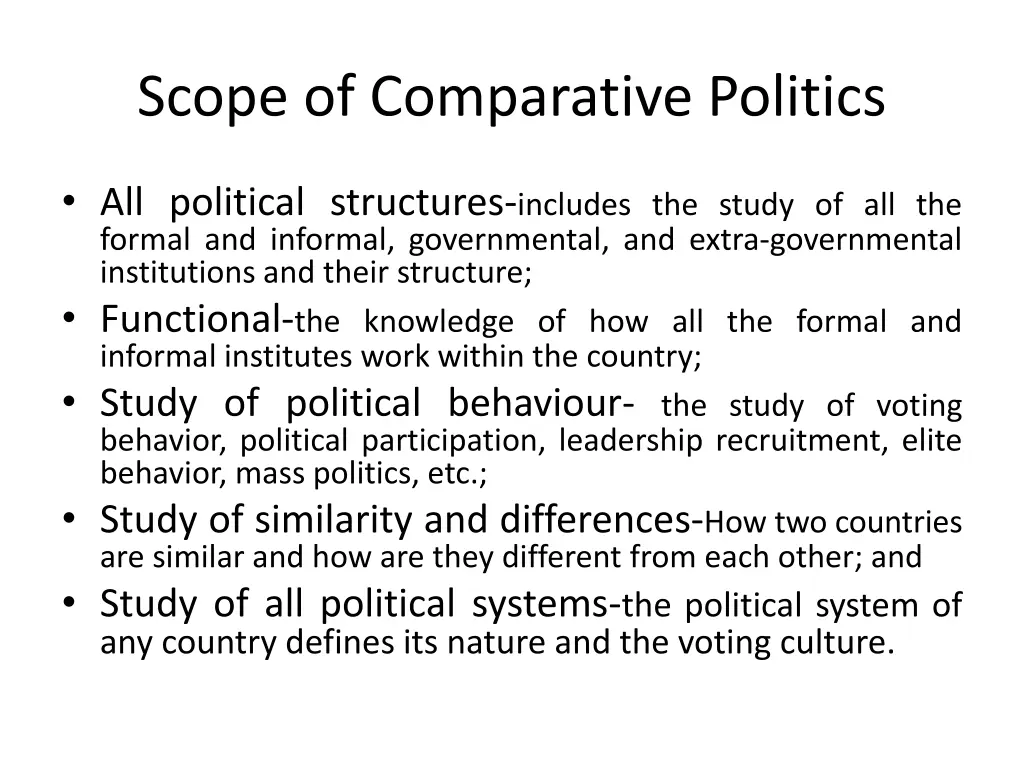 scope of comparative politics