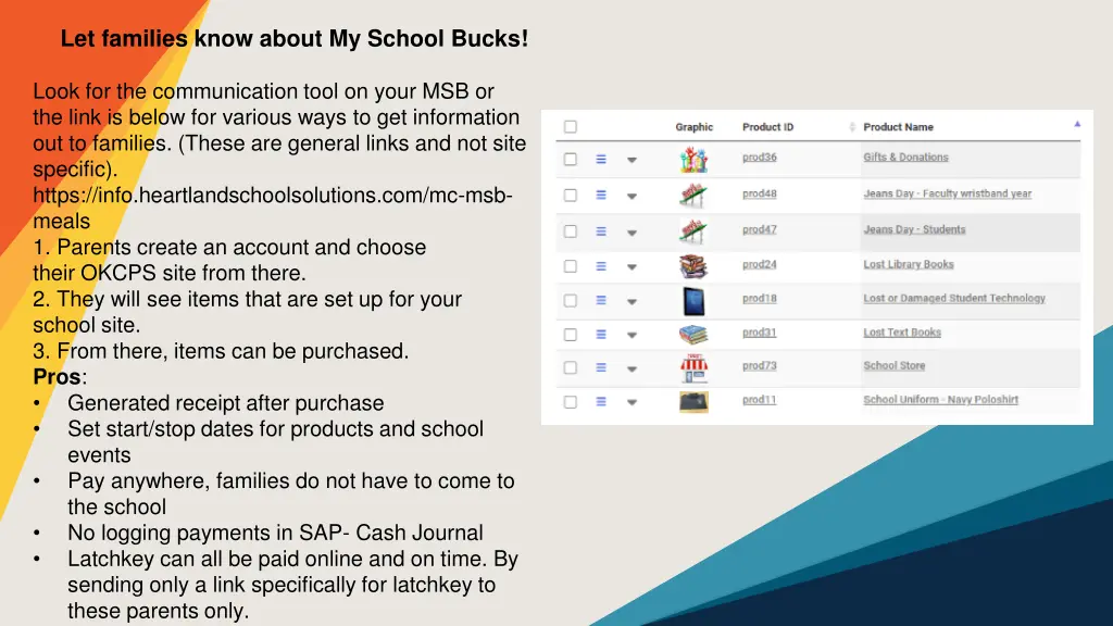 let families know about my school bucks