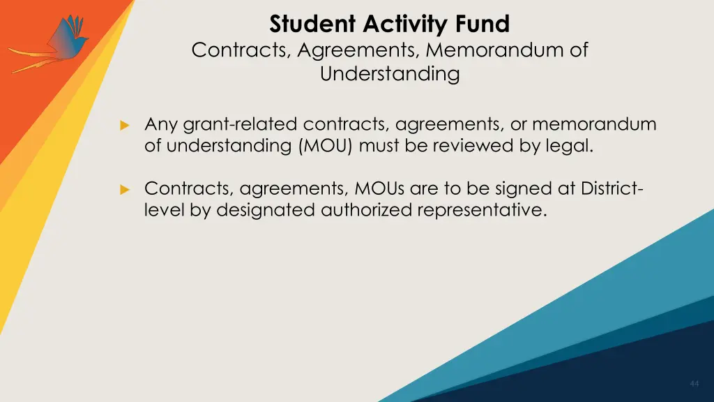 student activity fund contracts agreements