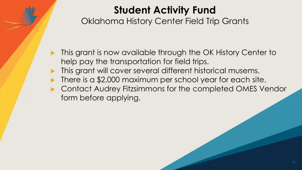 student activity fund oklahoma history center