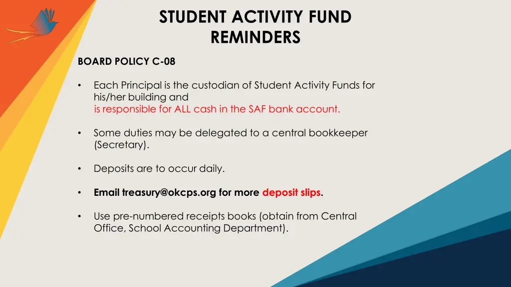 student activity fund reminders 1