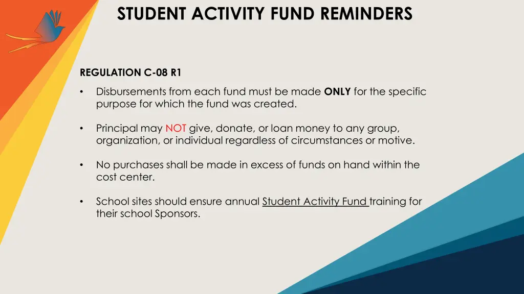 student activity fund reminders