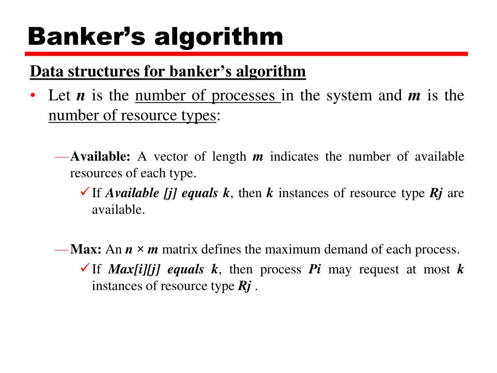 banker s algorithm data structures for banker