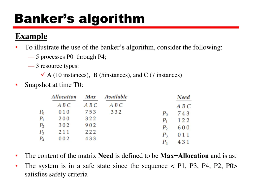 banker s algorithm example to illustrate