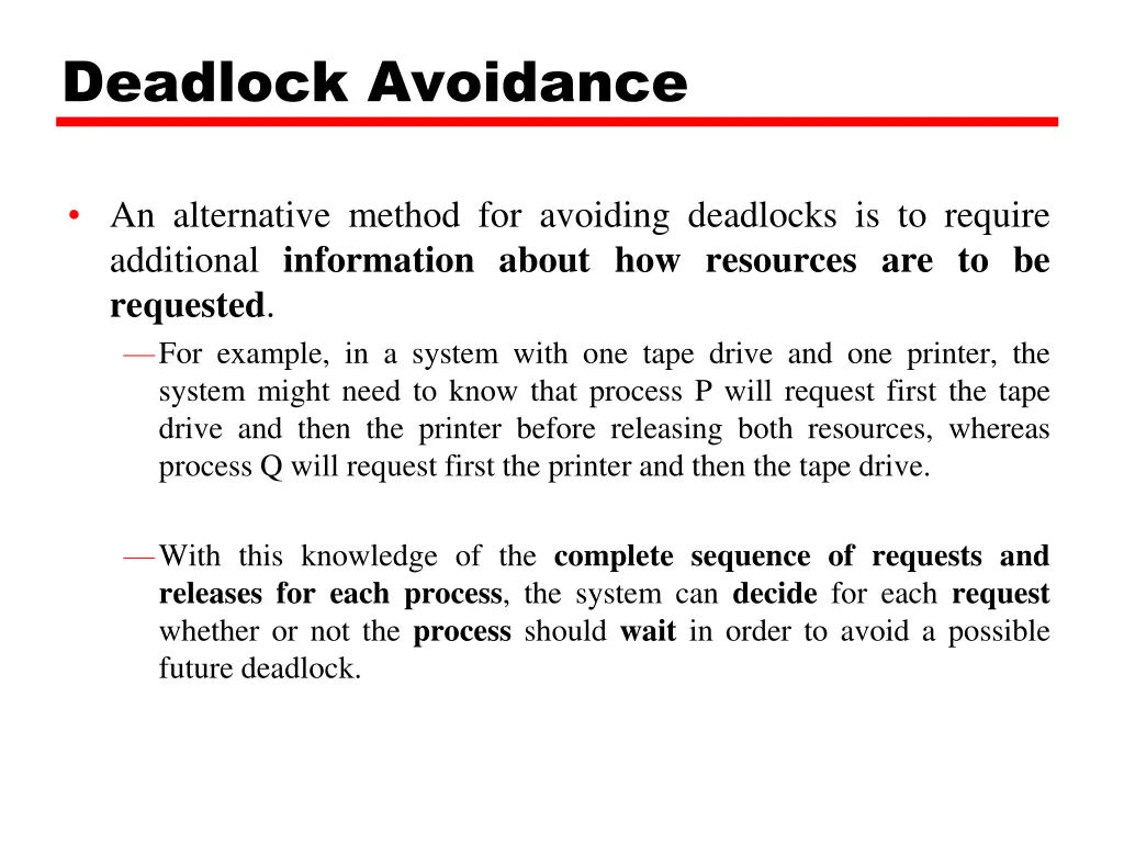 deadlock avoidance