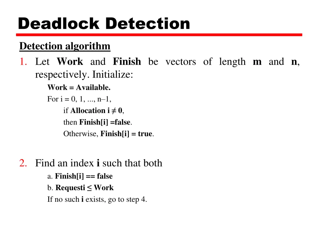 deadlock detection detection algorithm 1 let work