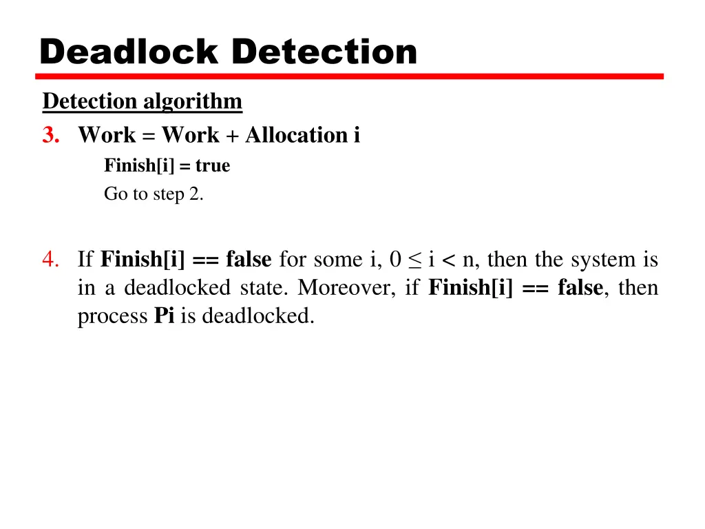 deadlock detection detection algorithm 3 work