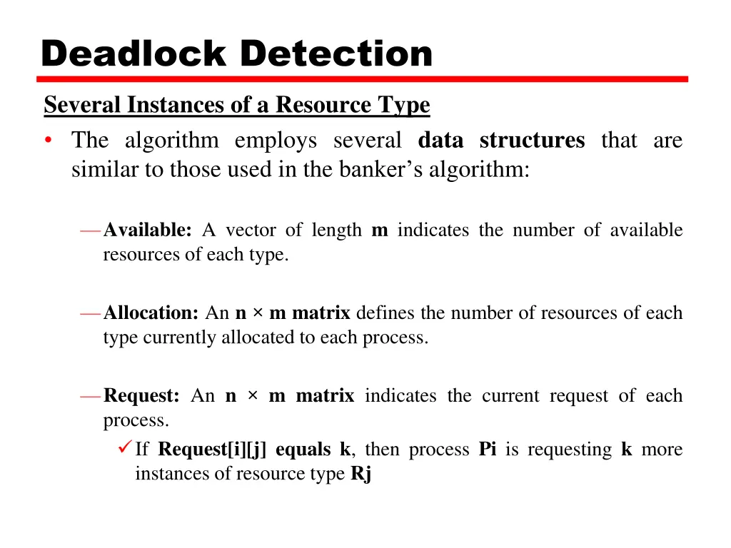 deadlock detection several instances