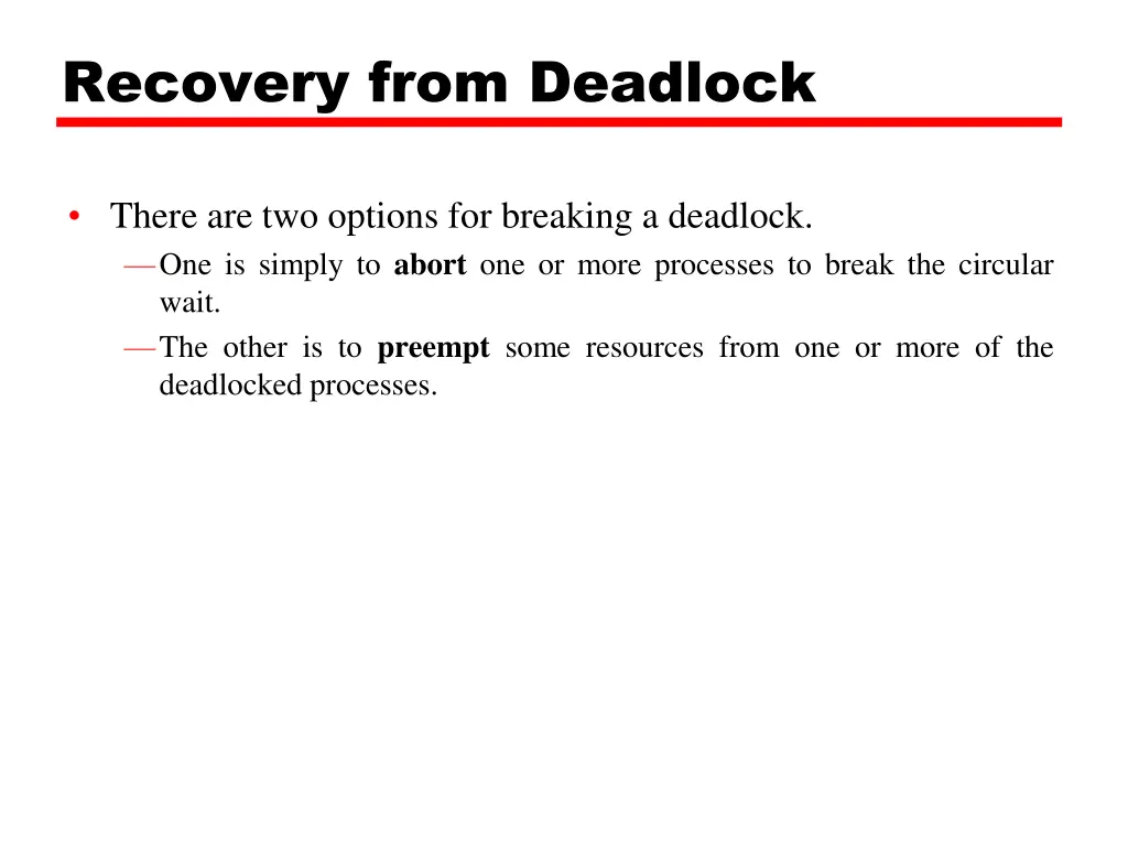 recovery from deadlock