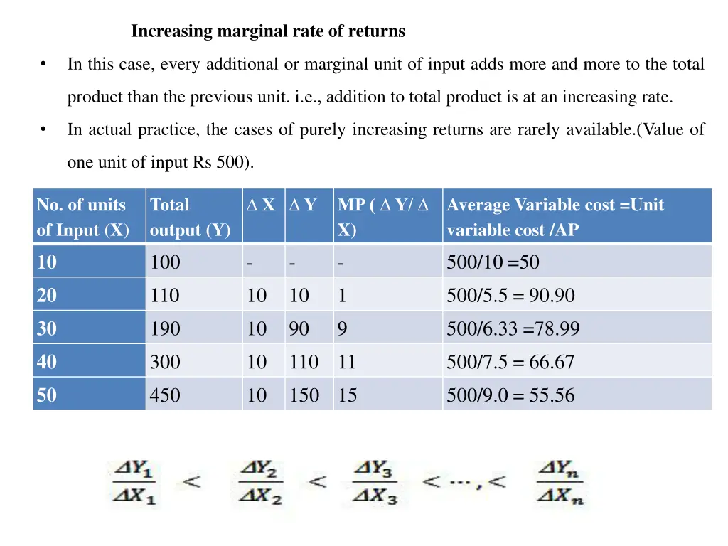 increasing marginal rate of returns