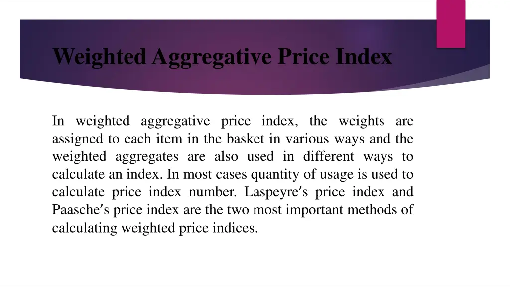 weighted aggregative price index