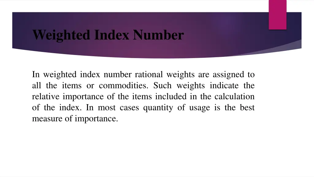 weighted index number 1