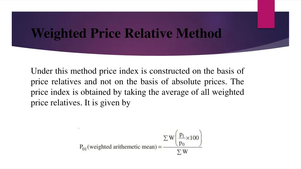 weighted price relative method