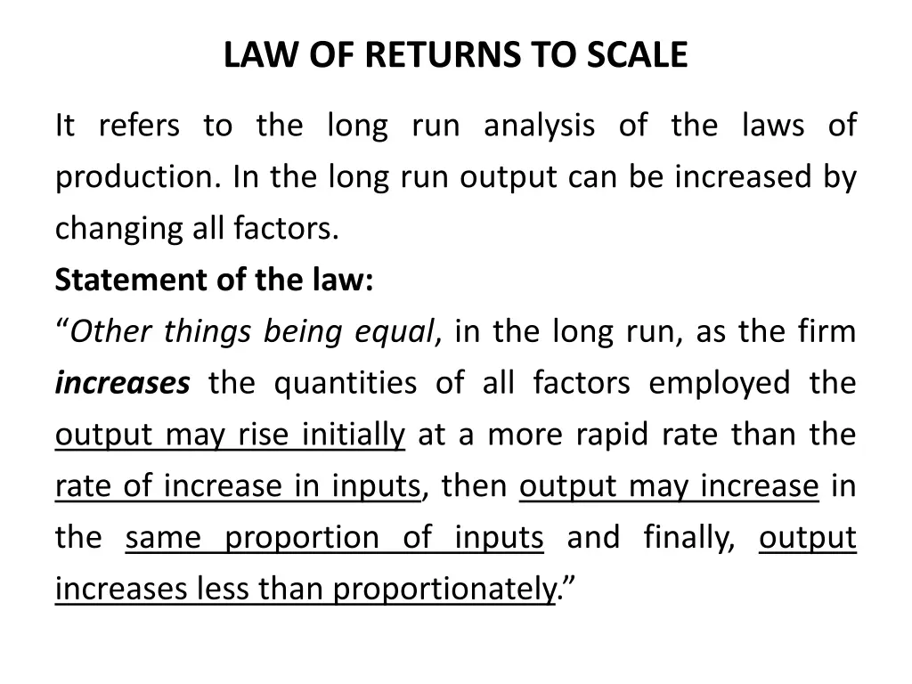 law of returns to scale