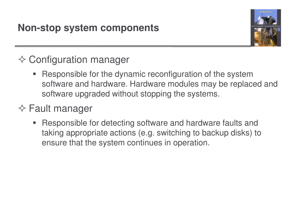 non stop system components