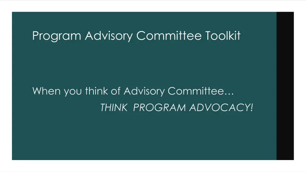 program advisory committee toolkit