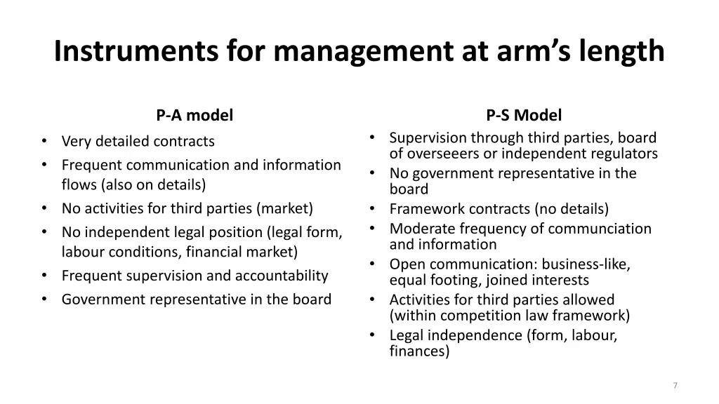 instruments for management at arm s length 1