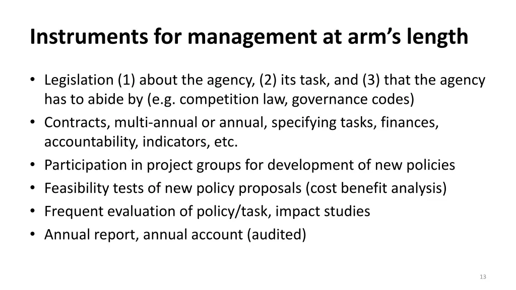 instruments for management at arm s length 2