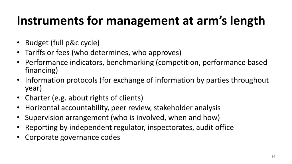 instruments for management at arm s length 3