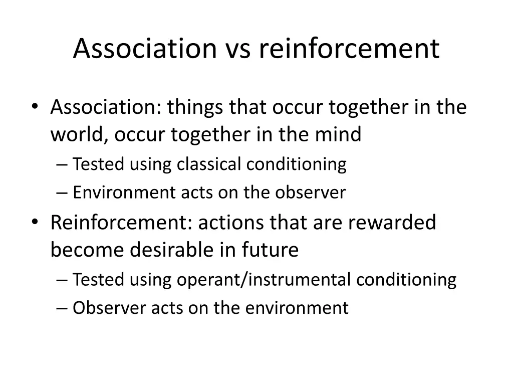 association vs reinforcement