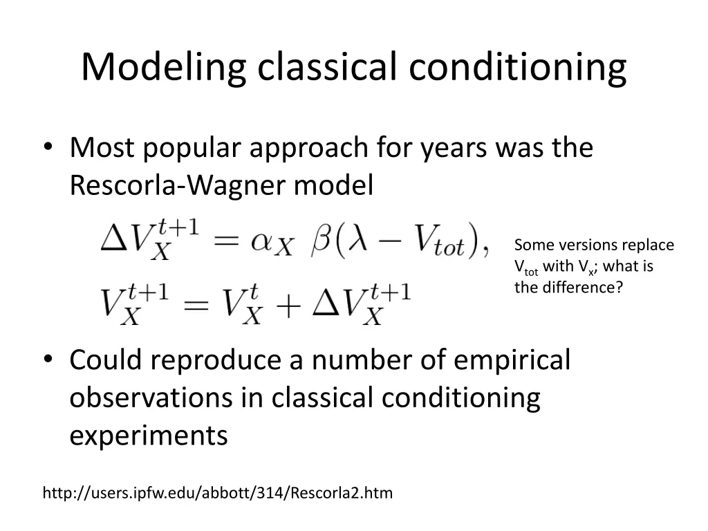 modeling classical conditioning