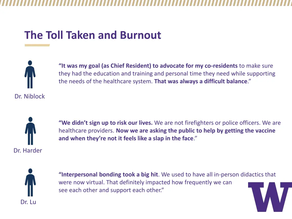 the toll taken and burnout