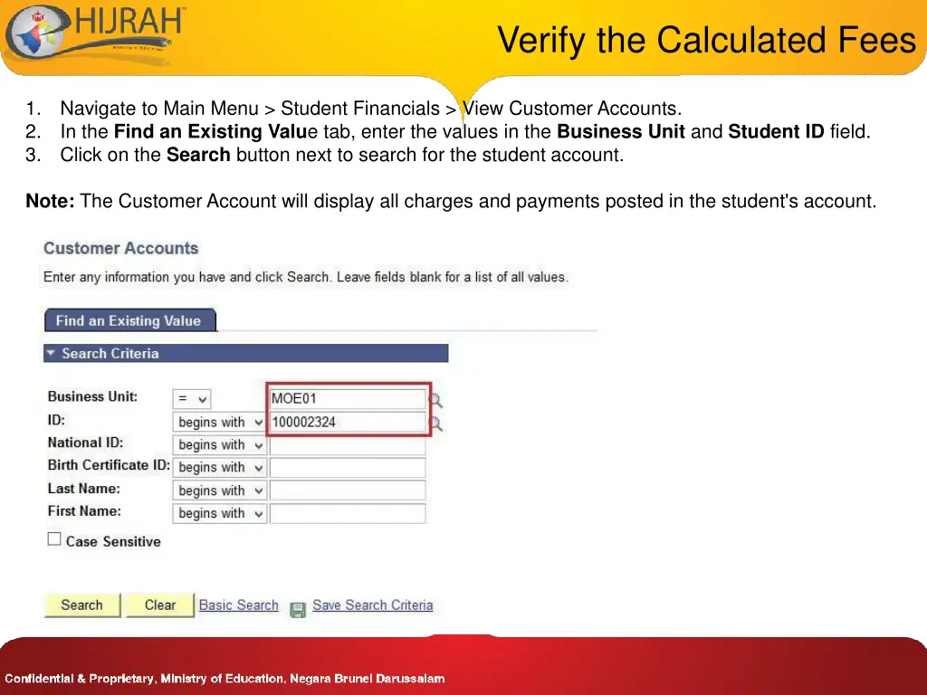 verify the calculated fees