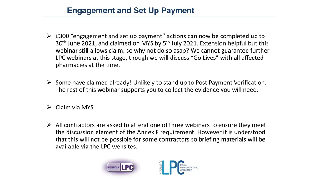 engagement and set up payment