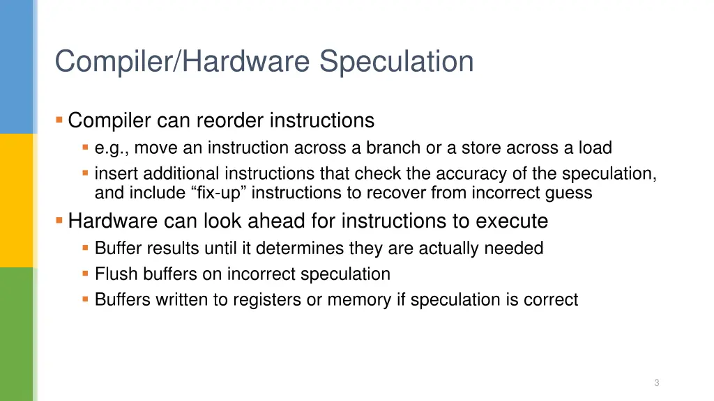 compiler hardware speculation